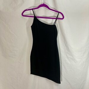 Kikiriki Black Asymmetrical Hem Mini Dress